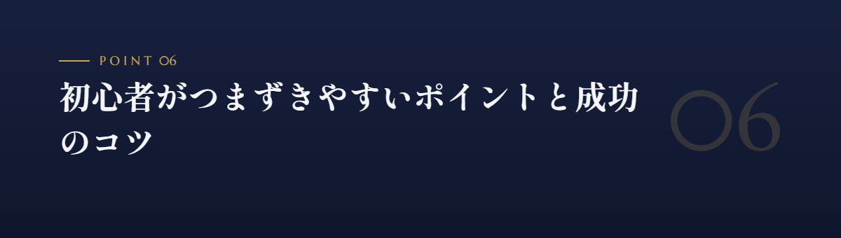 初心者がつまずきやすいポイントと成功のコツ